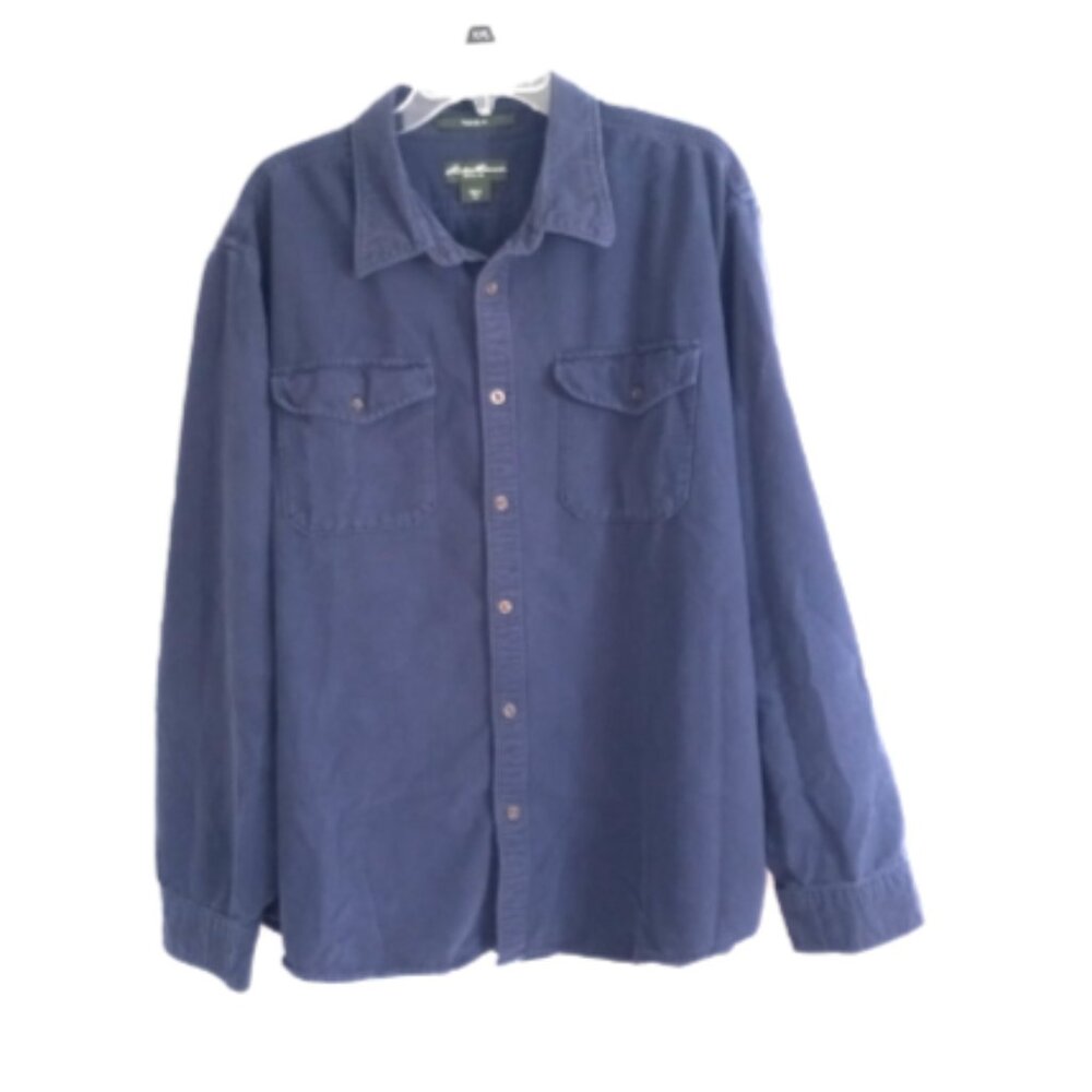 Eddie Bauer Flannel Shirt Men’s XXL Blue Heavy Button Up Outdoor Pockets EUC - Picture 4 of 16